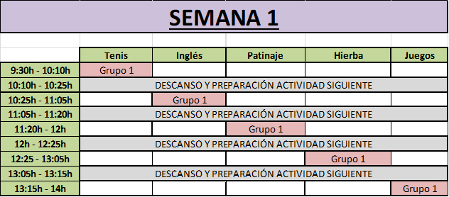 CALENDARIO MULTIDEPORTE PRIMERA SEMANA